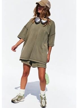 FP Movement by Free People Oversized Olive Green Short Sleeve Tee